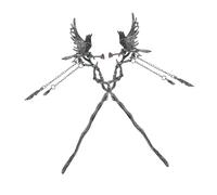 SKISUNO 2 Piezas Vintage Gothic Crow Hairpin With Tassels Handmade Asian Hair Fork For Women Dark Elegance Hair Accessories For Cosplay And Daily Wear