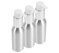 SKISUNO 3 Piezas Dispensador de Aluminio para Viaje de 100ml con Bomba Fácil de Presionar, Diseño Elegante y Ligero, Adecuado para Uso en Baño o Viaje
