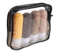 SKISUNO 4 Botellas de Viaje Rellenables con Bolsa de Almacenamiento Botellas de Champú de Viaje de Silicona y Artículos de Tocador