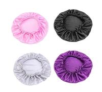 SKISUNO 4Piezas Gorro Encaje de Mujer de Negro Rosa Plateado Redondo Cuidados Capilares