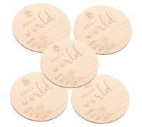 SKISUNO 5piezas Tarjetas de Logros de Nacimiento Letrero de Anuncio de Nacimiento de Madera Letrero Nombre del Recién Nacido para Foto de Escenario de Celebración