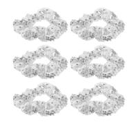SKISUNO 6 Coleteros Grandes Cabello de Mujer Lentejuelas Plateadas, Gomas Elásticas Tipo Scrunchy, Accesorios Brillantes para Fiesta y Eventos, Pack de 6 Unidades Color Blanco