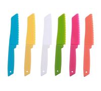 SKISUNO 6 Cortadores de Cocina Infantiles de Plástico Seguro, Juego de Utensilios para Cortar Pasteles, Frutas y Pan, Diseño Ergonómico, Borde Dentado Seguro para Uso en Casa