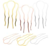 SKISUNO 6 Horquillas de Metal Onduladas Cabello, Peines Laterales de 4 Dientes, Set de 6 Piezas en Oro, Rosa y Plata, Accesorios para Peinar Cabello Fino en Ceremonias y Uso Diario