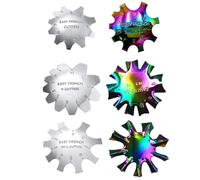 SKISUNO 6 Plantillas de Acero Inoxidable para Recortar Líneas de Sonrisa Francesa en Uñas, Accesorio para Manicura DIY en Dedos y Pies