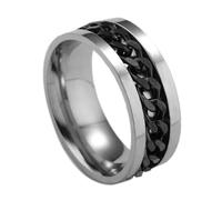 SKISUNO Anillo De Dedo Para Hombre Negro Talla 9 Acero Inoxidable Rotativo Con Abridor Cadena Sencilla Caja Incluida Joyería Casual Deporte Uso Diario