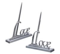 SKISUNO Bolígrafos Elegantes para Firmar en Bodas, Pack de 2 Unidades Plateadas Soporte Corazón, Chapados en Oro, para en Libros de Invitados y de Eventos Matrimoniales