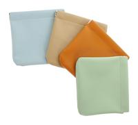 SKISUNO Bolsa de Maquillaje Portátil Pequeña de 4 Piezas de Cuero Sintético Cierre Autoajustable, Colores, Verde Claro, Marrón Claro y Caqui, Estuche Compacto para Pintalabios y