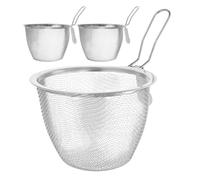 SKISUNO Colador de Acero Inoxidable Malla Fina y Diseño Resistente, Juego de 3 Piezas para Cocina, Adecuado para Colar Fideos y Dumplings en Ollas Calientes