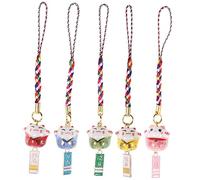 SKISUNO Colgante de Gato Suerte Cerámico para Teléfono y Llavero, 5 Piezas Sonrisa, Decoración Auspiciosa, Accesorios Móviles, Colores Aleatorios, Diseño Artesanal, Tamaño Color Aleatorio