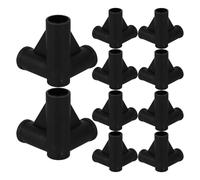 SKISUNO Conectores de 3 Vías para Parque Infantil, Accesorios de Tubería de Plástico PP, 19 Mm Diámetro Interior, Color Negro, 10 Unidades para Montaje y Reparación de Cercados
