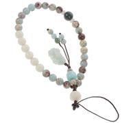 SKISUNO Correa Móvil de Agalmatolita Verde Estilo Chino Cuerda Corta para Teléfono Pulsera Colgante para Muñeca Accesorio Ligero y Decorativo para Celular y Llavero