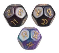 SKISUNO Dados Astrológicos de 12 Caras D12 de Colores Dobles, Tríos para Adivinación, Oráculo del Zodiaco y Juegos de Mesa de Cartas del Tarot, Accesorios de Dados de Constelación