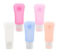 SKISUNO de Silicona Set de 5 Botellas Color Aleatorio Diseño y Recargable de 89 Ml con Ventosa para Maquillaje y Cuidado para y Uso Diario