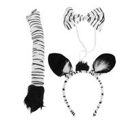 SKISUNO Diadema de Tela con Orejas de Tigre, Pajarita Ajustable y Disfraz de Tigre Negro y Blanco para Cosplay Infantil y Adulto, Accesorios para Fiestas de Carnaval, Halloween y Eventos
