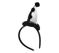 SKISUNO Diadema para Halloween Negra y Color Hueso Sombrero de Copa Pequeño, Accesorio Cabello de Disfraces de Carnaval y Circo, Diademas de Disfraces para Mujer, Tocado Divertido