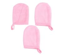 SKISUNO Guantes Desmaquillantes Reutilizables 3 Unidades Tamaño Mediano de Algodón Poliéster Suaves para Limpieza Facial Delicada Cuidado Piel Uso Diario Rosa