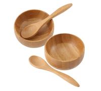 SKISUNO Juego de 2 Cuencos de Natural, Tazones para Mezclar Mascarillas Faciales, Accesorio Portátil para Cuidado Piel en Salones y Uso Doméstico, Color Marrón, Kit Ecológico para DIY