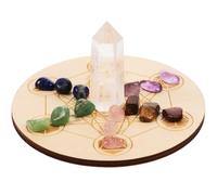 SKISUNO Juego de Cristales Naturales para Adivinación Tablero de Madera Piedras de Chakras para Meditación Energética y Decoración del Hogar Accesorio de Partes de Adivinación para Uso