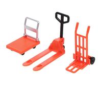 SKISUNO Juego de Mini Vehículos de Construcción de Plástico Naranja Pequeño para Modelo Didáctico de Montacargas y Carretilla Elevadora Poleas Manuales Juguete Educativo para