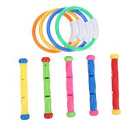 SKISUNO Juguetes De Piscina para Niños 4-12 Años, Set De Buceo 9 Piezas Anillos y Palos, Material Seguro, Entrenamiento Submarino, Diversión Acuática Verano, Juego Apto para Piscina