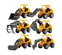 SKISUNO Kit de 6 Vehículos de Juguete para Pequeños Excavadoras de Plástico Pequeñas Modelos de Coche de Ingeniería Camiones para Juguetes Educativos para Desarrollo Manual y