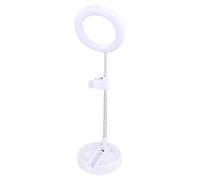 SKISUNO Lámpara LED de Anillo Blanca para Maquillaje y Fotografía, Soporte Plegable Multifuncional Ajustable para Móvil, Luz de Escritorio Portátil para Youtubers y Vídeo, Compatible Dc5v