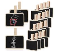 SKISUNO Letrero de pizarra pequeño cuadrado de madera, 20 unidades, clips para fotos, versátiles y reutilizables, perfectos para buffet y tienda