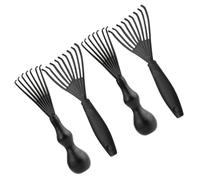 SKISUNO Limpiador de Peines y Cepillos para Cabello Negro Gancho y Aire, Set de 4 Piezas (2 Mango Recto 2 Mango Redondo), Herramienta Práctica para Limpieza Doméstica y Cuidado Capilar