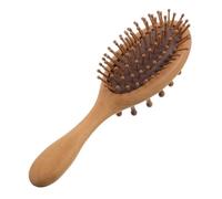 SKISUNO Peine Masajeador de Madera de Sándalo Antistático para Cabello Rizado y Grueso Cepillo Cojín Aire para Desenredar y Estimular Puntos Acupunturales del Cabelludo Portátil para