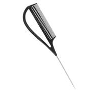 SKISUNO Peine para Peluquería con Púa de Metal y Cuerpo de Plástico, Herramienta Multifuncional para Dividir, Teñir y Trenzar el Cabello, Color Negro, Uso Profesional y Doméstico en Salón