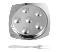 SKISUNO Plato para Servir que Ahorra Caracoles de Acero Inoxidable con Tenedor, Diseño en Forma de Caracol, Acabado Plata y Fabricación Fina para Uso Personal