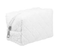 SKISUNO Plush Pencil Case Grande Capacidad con Cremallera Suave Organizador Estético de Peluche para Papelería Japonesa Bolsa Multifuncional para Mujer Viaje y Regreso Clases Color Blanco