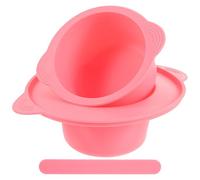 SKISUNO Recipiente de Silicona Resistente al Calor para Derretir Cera 400 Ml Color Rosa Grande con Espátula para Mezclar Mascarillas Faciales y Depilación Profesional Spa Reutilizable