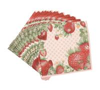 SKISUNO Servilletas de Papel Decorativas Estampado de Fresa, 20 Hojas de Pulpa de Madera, Servilletas para Mesa de Fiesta, Absorbentes y Coloridas para Eventos y Celebraciones