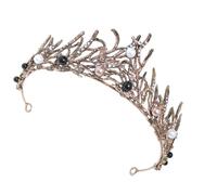 SKISUNO Tiara Barroca de Perlas para Novia y Cumpleaños Tocado Negro Elegante para Mujer Diadema Lujosa para Boda y Fiesta Accesorio de Cabello para Damas y Eventos Obsequios
