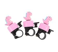 SKISUNO Timbre de Bicicleta Infantil con Forma de Dinosaurio de Aleación de Aluminio, Sonido Nítido y Resistente para Triciclos y Scooters en Exteriores, Pack de 3 Unidades