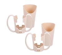 SKISUNO Vaso para Personas Mayores con Doble Asa y Boca Inclinada Antiderrames, Plástico Beige, 2 Unidades, Taza Control Porciones para Disfagia y Cuidado Hospitalario