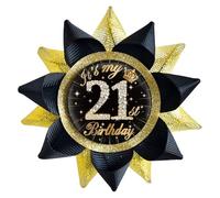 SKJIAYEE It's My 21st Birthday - Botones hechos a mano (3.8 x 3.8 pulgadas), cinta de grogrén divertida insignia de hojalata para mujeres u hombres, decoración de fiesta de cumpleaños número 21