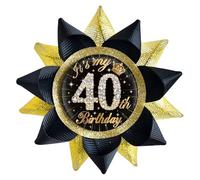 SKJIAYEE It's My 40th Birthday - Botones hechos a mano (3.8 x 3.8 pulgadas), cinta de grogrén divertida insignia de hojalata para mujeres u hombres, decoración de fiesta de 40 cumpleaños, suministros