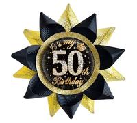 SKJIAYEE It's My 50th Birthday - Botones hechos a mano (3.8 x 3.8 pulgadas), cinta de grogrén divertida insignia de hojalata para mujeres u hombres, decoración de fiesta de 50 cumpleaños, suministros