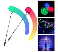 SKJJL 2 bolas de malabares Poi LED Poi, bolas de malabares luminosas con colores de arco iris y efecto estroboscópico, LED Poi Ball con doble correa ajustable para arañas, balanceo danza del vientre