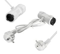 SKJJM Cable Alargador con Enchufe Schuko, Adaptador 2 en 1 con Cable Alargador Corto y Tapa Enchufes, Máximo 3500 W, 16 A 250 V, Compatible con Estándar Schuko, para Hogar, Oficina (Blanco, 0.5m)