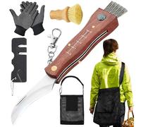 SKJJM Navaja para Setas, Cuchillo para Hongos, Navaja Setas con Cepillo Para Recolectores de Setas, Adecuado para Recolección de Setas al Aire Libre y Camping, Con Bolsa de Recolección