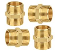 SKJJM Racor de Latón de Doble Tetón Macho G1"(Ø 32.5mm), 4 Piezas Racor de Doble Tetón Hexagonal G1" Macho, Conexión Roscada, Adecuado para Sistema de Calefacción de Agua Potable, Conexión de Tuberías