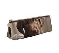SKKNT Bonito estuche de cosméticos con diseño de perro labrador con cremallera, gran capacidad, diseño triangular, con cremallera, para herramientas de escritura