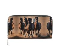 SKKNT Cartera de mano de piel con estampado de caballos corriendo para mujer, para uso casual y de viaje, Negro -, Talla única, Arte
