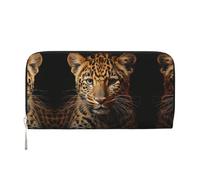 SKKNT Cartera de mano de piel con estampado de leopardo para mujer, para uso casual y de viaje, Negro -, Talla única, Arte