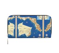 SKKNT Cartera de mano de piel con estampado de mapa de Grecia, espaciosa, moderna, para mujer, para uso casual y de viaje, Negro -, Talla única, Arte