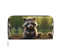 SKKNT Cartera de mano de piel con estampado de mapache para mujer, para uso casual y de viaje, Negro -, Talla única, Arte